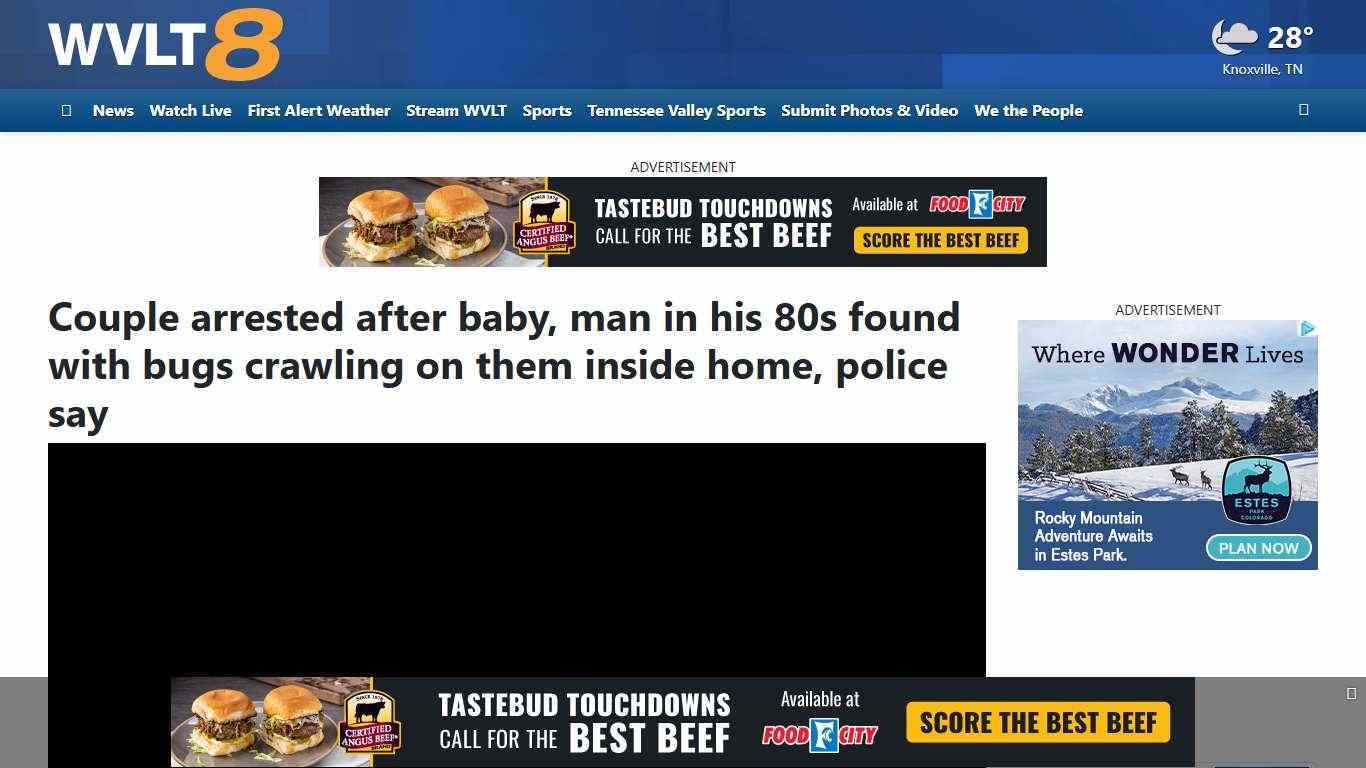 Couple arrested after baby, man in his 80s found with bugs crawling on them inside home, police say